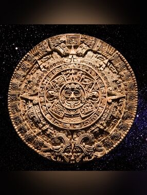 🐰Vintage Decorative Aztec Sun Calendar Wall Plaque - Rich Brown And Cream Color